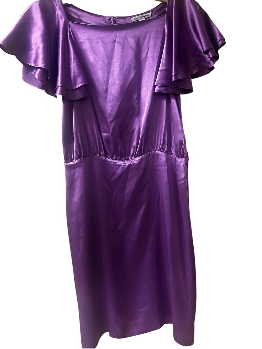 Banana Republic Purple Silk Flutter Sleeve Dress